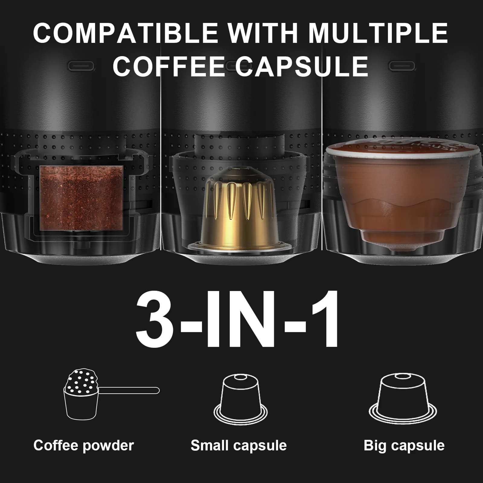 Portable 3-in-1 Espresso Coffee Machine