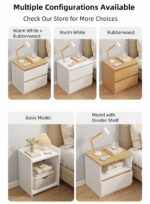 HYGGO 2x Bedside Table Set Drawer Shelf Nightstand White Minimalist Design Bedroom Furniture Bedside table Nightstand