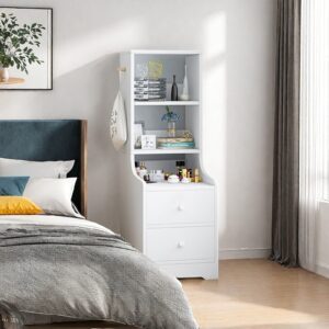 HYGGO 2x Bedside Table Set Drawers Nightstand Slim Tall Cabinet Multifunctional Bedside table Nightstand