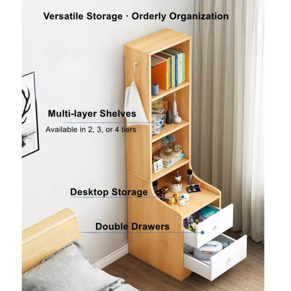 HYGGO 2x Bedside Table Set Drawers Nightstand Slim Tall Cabinet Multifunctional Bedside table Nightstand