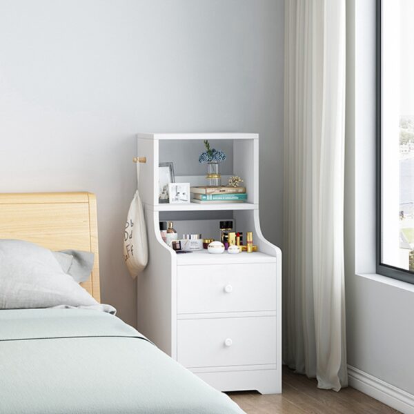 HYGGO 2x bedside table set shelves drawers nightstand white modern bedroom furniture Bedside table Nightstand