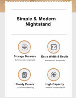 HYGGO 2x bedside table set white oak wood drawer nightstand minimalist design Bedside table Nightstand