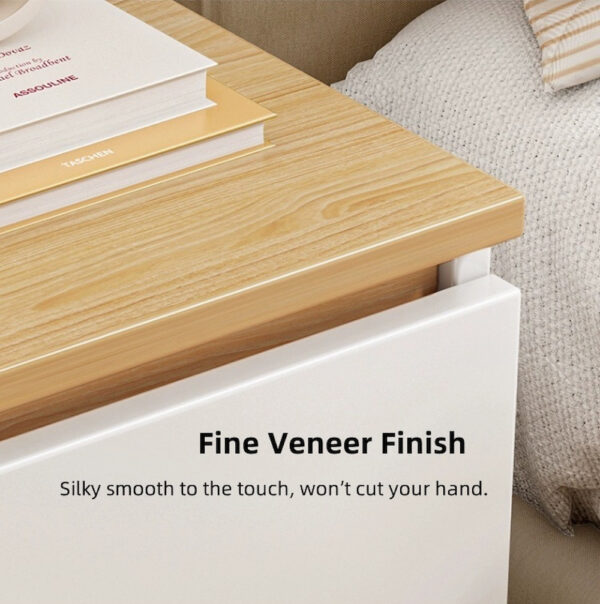 HYGGO 2x Bedside Table Set Drawer Shelf Nightstand White Minimalist Design Bedroom Furniture Bedside table Nightstand