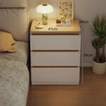 HYGGO 2x bedside table set nightstand oak wood grain white modern design 3 drawers Bedside table Nightstand