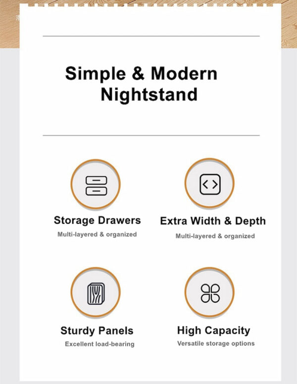 HYGGO 2x bedside table set nightstand oak wood grain white modern design 3 drawers Bedside table Nightstand