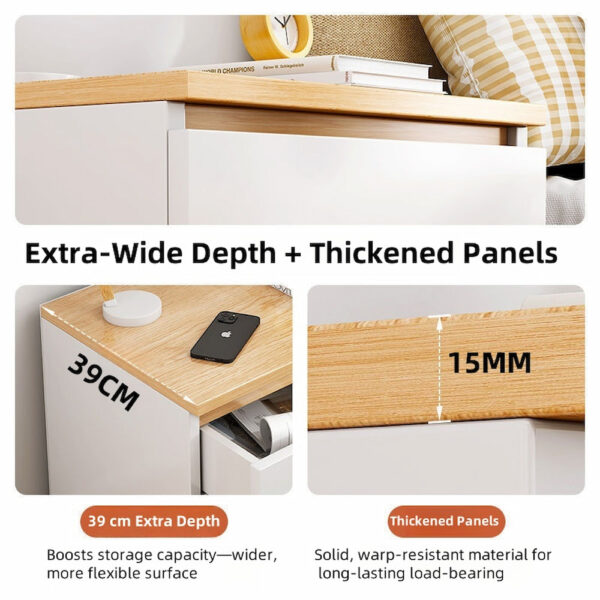 HYGGO 2x Bedside Table Pair Oak Wood Grain Drawers Nightstand Minimalist Furniture Bedside table Nightstand