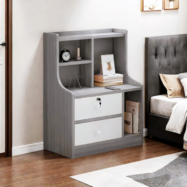 HYGGO 2x bedside table pair lockable drawer curved sides modern design bedroom furniture Bedside table Nightstand