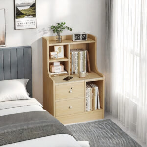 HYGGO 2x bedside table set wooden drawers lockable storage bedroom furniture nightstand Bedside table Nightstand