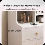 HYGGO 2x bedside table set wooden drawers lockable storage bedroom furniture nightstand Bedside table Nightstand