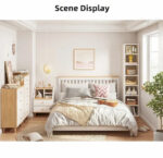 HYGGO 2x bedside table set wood grain drawers curved design bedroom furniture nightstand Bedside table Nightstand
