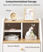 HYGGO 2x Bedside Table Set Nightstand Drawer Modern Design Wooden Legs White Furniture Bedside table Nightstand